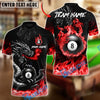 BlueJose Billiards 8 Ball Inferno Fire Dragon Personalized Name Shirt (4 Colors)