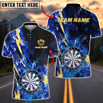 BlueJose Darts Lightning Flame Customized Name, Team Name 3D Shirt (4 Colors)