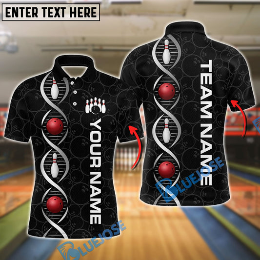BlueJose Bowling And Pins Bowling Dna Pattern Customized Name, Team Name 3D Shirt