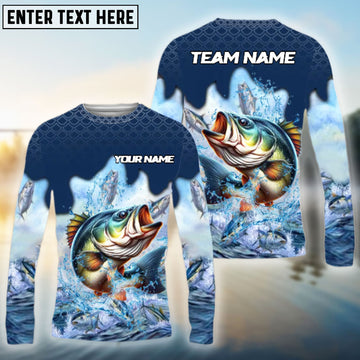 Bluejose Bass Fishing Sea Hunt Hook Name & Team Name 3D Shirts