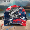 BlueJose Fishing Patriotic Grunge Splatter Personalized Cap (13 Breeds)