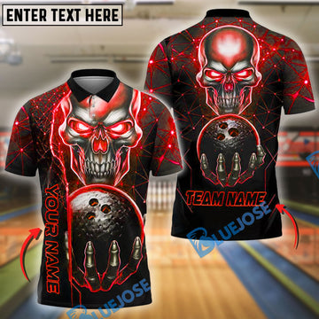 BlueJose Bowling And Pins Skull Dark Alley Kings Customized Name, Team Name 3D Shirt (4 Colors)