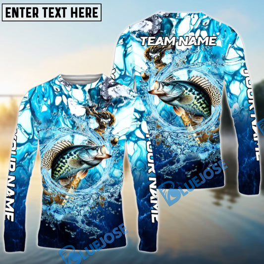 Bluejose Crappie Fishing Marble Tide Catch Name & Team Name 3D Shirts