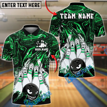 BlueJose Bowling And Pins Angry Ball vs Screaming Pins 2 Customized Name 3D Shirt (4 Colors)