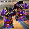 BlueJose Bowling And Pins King Ball With Crown Customized Name 3D Shirt (4 Colors)