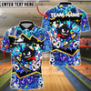 BlueJose Skater Bowling Ball Attack 2 Customized Name, Team Name 3D Shirt (4 Colors)