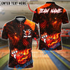 BlueJose Bowling And Pins Fire Dragon And Magma Pattern Customized Name, Team Name 3D Shirt (4 Colors)