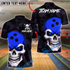 BlueJose Bowling And Pins Skull Head Customized Name, Team Name 3D Shirt (4 Colors)