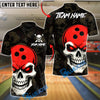 BlueJose Bowling And Pins Skull Head Customized Name, Team Name 3D Shirt (4 Colors)