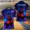 BlueJose Bowling And Pins Neon Flame Panda Customized Name, Team Name 3D Shirt (4 Colors)