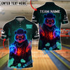 BlueJose Bowling And Pins Neon Flame Panda Customized Name, Team Name 3D Shirt (4 Colors)