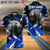 BlueJose Bowling And Pins White Tiger Customized Name, Team Name 3D Shirt (4 Colors)