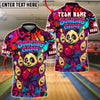 BlueJose Bowling And Pins Panda Cartoon Customized Name, Team Name 3D Shirt (4 Colors)