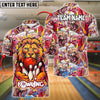 BlueJose Bowling Roaring Lion Customized Name, Team Name 3D Shirt (4 Colors)