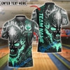 BlueJose Bowling Skull Flame Customized Name, Team Name 3D Shirt (4 Colors)