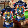 BlueJose Billiards 8-Ball American Eagle Glory Wings Design Personalized Name, Team Name Unisex Shirt (6 Colors)