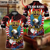 BlueJose Billiards 8-Ball American Eagle Glory Wings Design Personalized Name, Team Name Unisex Shirt (6 Colors)