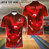 BlueJose Bowling And Pins Flame Eagle Design Customized Name, Team Name 3D Shirt (4 Colors)