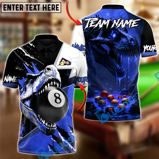BlueJose Billiards 8-Ball Crimson T-Rex Fury Customized Name, Team Name 3D Shirt (4 Colors)