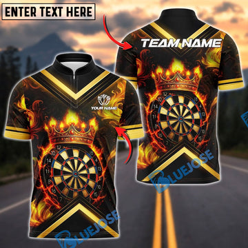 BlueJose Darts Premium Golden Dartboard With Crown Design Customized Name, Team Name 3D Shirt (4 Colors)