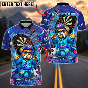 BlueJose Darts Hiphop Bulldog With Dartboard Design Customized Name, Team Name 3D Shirt (4 Colors)