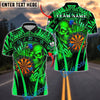 BlueJose Darts Flame Skull With Dartboard Design 3 Customized Name, Team Name 3D Shirt (4 Colors)