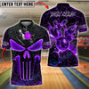 BlueJose Bowling And Pins Flaming Punisher Skull Customized Name, Team Name 3D Shirt (4 Colors)