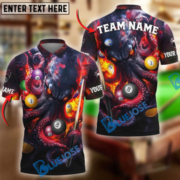 BlueJose Billiards Octopus Personalized Name, Team Name Unisex Shirt