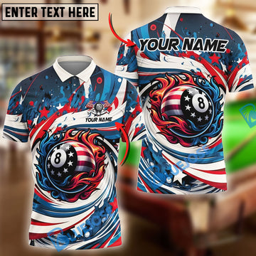 BlueJose Billiards Ball 8 American Flag Personalized Name, Team Name Unisex Shirt