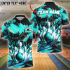 BlueJose Bowling And Pins Neon Flame Customized Name 3D Shirt (4 Colors)