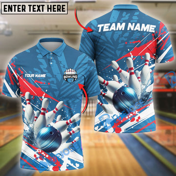 BlueJose Bowling And Pins Patriot Strike Customized Name 3D Shirt (4 Colors)