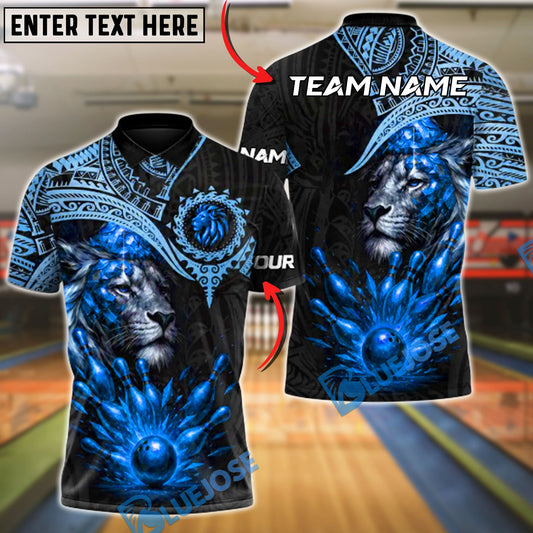 BlueJose Bowling & Pins Golden Lion Dominion Customized Name, Team Name 3D Shirt (5 Colors)