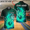 BlueJose Bowling And Pins Flaming Pins and Ball 2 Customized Name, Team Name 3D Shirt (4 Colors)