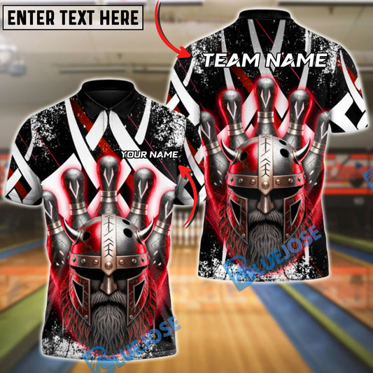 BlueJose Bowling & Pins Viking Pin Crusher Customized Name, Team Name 3D Shirt (4 Colors)