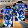 BlueJose Bowling And Pins Tiger Paint Splash Customized Name, Team Name 3D Shirt (4 Colors)