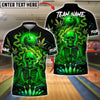BlueJose Bowling And Pins Neon Skull CNB Customized Name, Team Name 3D Shirt (4 Colors)