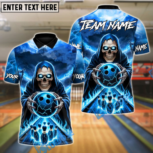 BlueJose Bowling And Pins Hellfire Strike Customized Name, Team Name 3D Shirt (4 Colors)