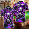 BlueJose Billiards Ball 8 Pool Skull Fire Thunder Personalized Name & Team Name Shirt (4 Colors)