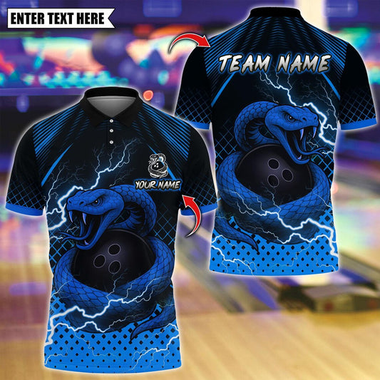 BlueJose Bowling And Pins Thunder Snake Customized Name, Team Name 3D Shirt (4 Colors)