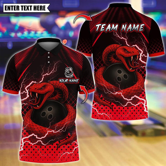 BlueJose Bowling And Pins Thunder Snake Customized Name, Team Name 3D Shirt (4 Colors)