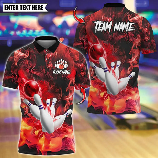 BlueJose Bowling And Pins Smoking Throw Customized Name, Team Name 3D Shirt (4 Colors)