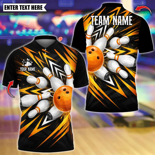 BlueJose Bowling And Pins Arrow Hat Pattern Customized Name, Team Name 3D Shirt (4 Colors)