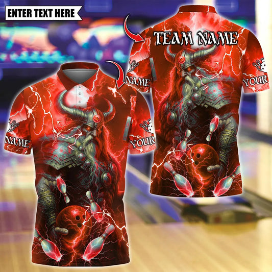 BlueJose Bowling And Pins Thunder Norse Mythology Customized Name, Team Name 3D Shirt (4 Colors)