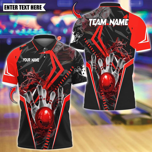 BlueJose Bowling And Pins Water and Smoke Sport Design Customized Name, Team Name 3D Shirt (5 Colors)
