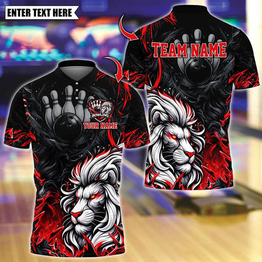 BlueJose Bowling And Pins White Lion King Customized Name, Team Name 3D Shirt (4 Colors)