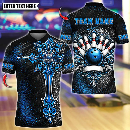 BlueJose Bowling And Pins Holy Cross Customized Name, Team Name 3D Shirt (4 Colors)