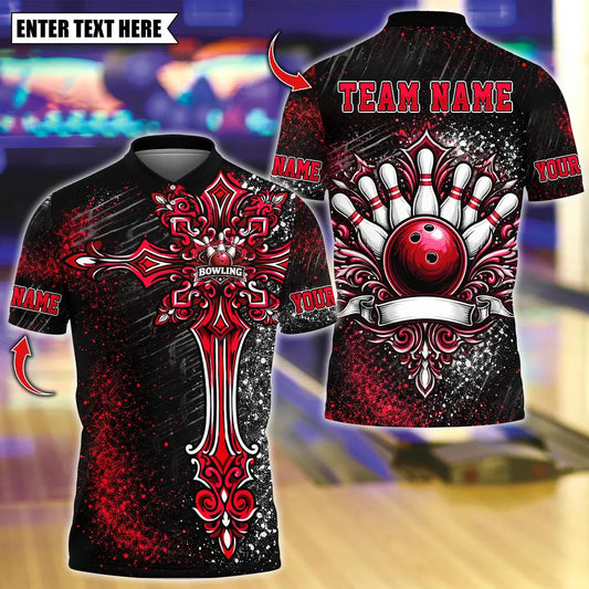 BlueJose Bowling And Pins Holy Cross Customized Name, Team Name 3D Shirt (4 Colors)