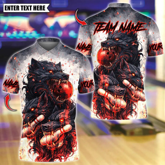 BlueJose Bowling And Pins Angry Wolf Dripping Blood Customized Name, Team Name 3D Shirt (4 Colors)