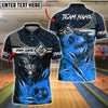 BlueJose Bowling Ball & Pins Fire Dragon Customized Name, Team Name 3D Shirt (4 Colors)