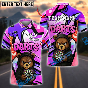 BlueJose Darts Bear Hoodie Striking Look Personalized Name, Team Name Shirt (4 Colors)